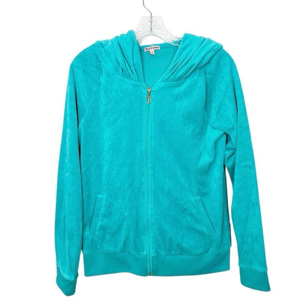 VINTAGE JUICY COUTURE Y2K “House of Juicy” Gold Foil Crown Velour Hoodie Sz. M - Picture 2 of 4